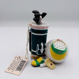 Russ Berrie Ceramic Golf Bag and Ball Novelty Set